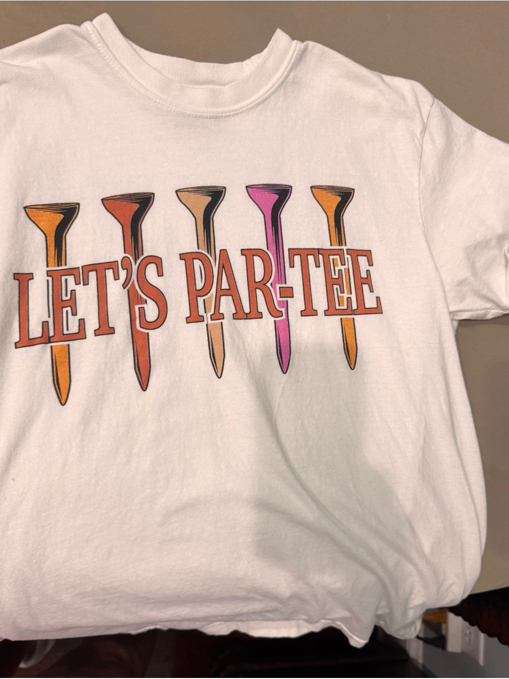 Comfort Colors White Tee with Orange, Tan and Pink Golf Tees